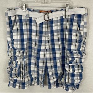Lee Dungares Blue Plaid Cargo Shorts 42
